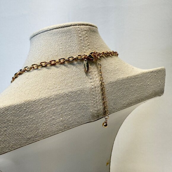 Natasha Chunky Statement Collar Necklace Gold-Tone Chain Adjustable Marked - Picture 6 of 8